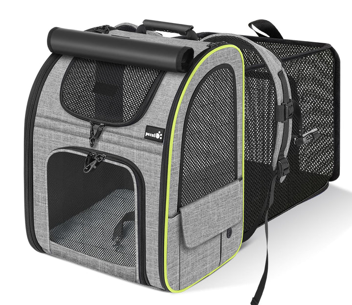 pecute Haustier Rucksack mit Netzfenster XL für 6-10 kg, Erweiterbarer Platz, Tragbare & Faltbare Ka