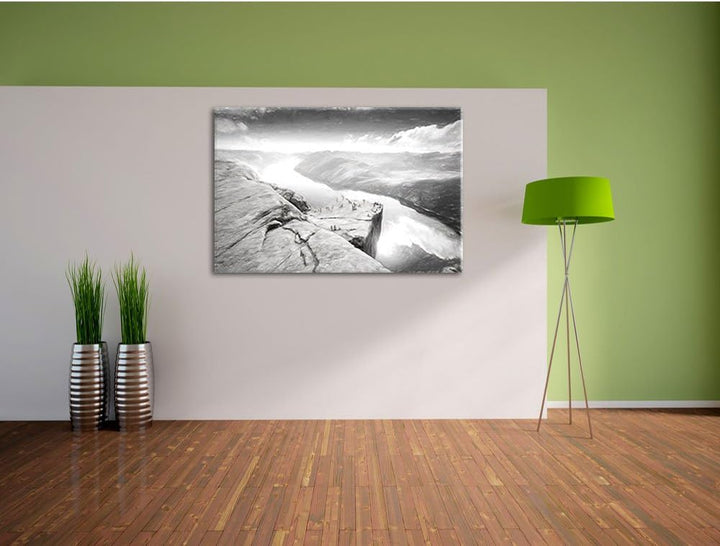 Pixxprint Küste in Norwegen als Leinwandbild/Grösse: 100x70 / Wandbild/Kunstdruck/fertig bespannt, 1