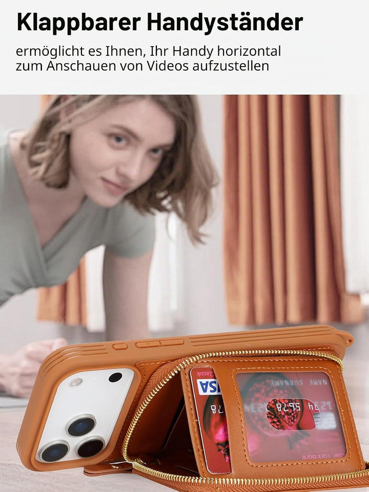ELTEKER Handyhülle für iPhone 17 Pro Max Hülle mit Band Verstellbarem Schultergurt, Reissverschluss