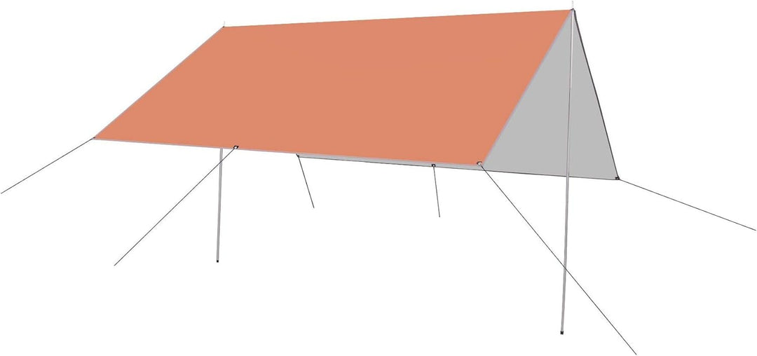 Baogu 3x3m Zeltdach Zeltplane Camping Tarp mit Stützstange, Erdnägeln und Nylonschnur Orange, Orange