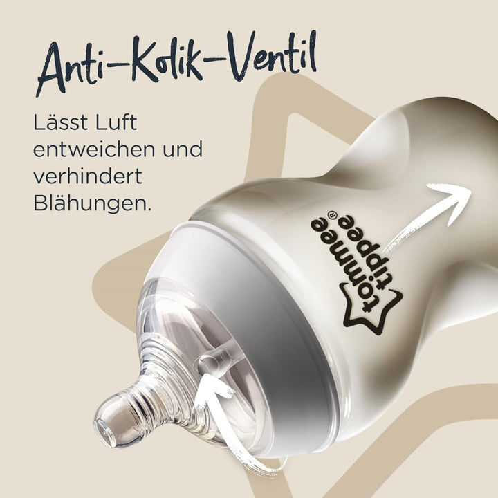 Tommee Tippee Closer to Nature Babyflaschen Starterset, Natürlich geformter Trinksauger mit Anti-Kol