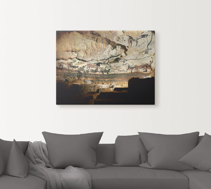 ARTland Leinwandbilder Wandbild Bild auf Leinwand 60x45 cm Wanddeko Steinzeit Tiere Stier Höhle von