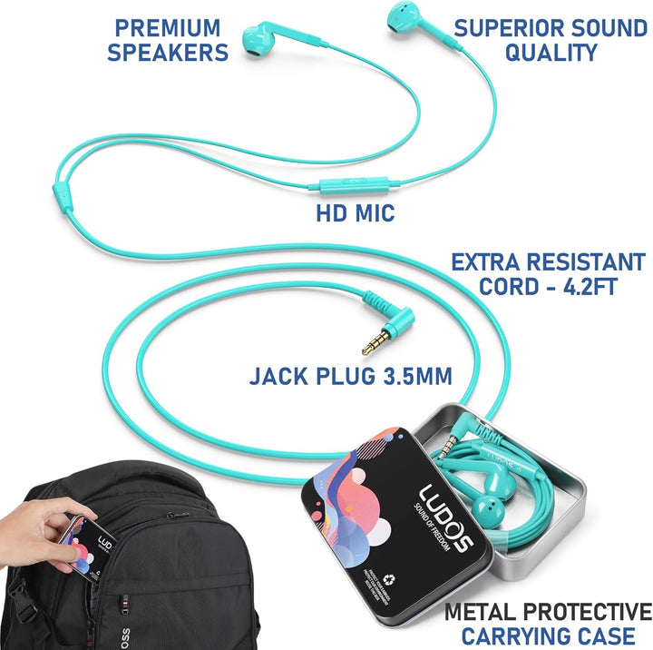 LUDOS FEROX Kopfhörer In Ear Kopfhörer mit Kabel und Mikrofon, 5 Jahre Garantie, In Ear Ohrhörer, 3,