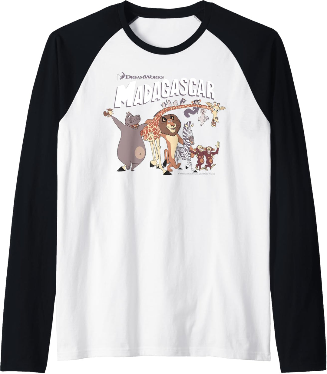 Madagascar Cartoon Group Shot Movie Logo Raglan