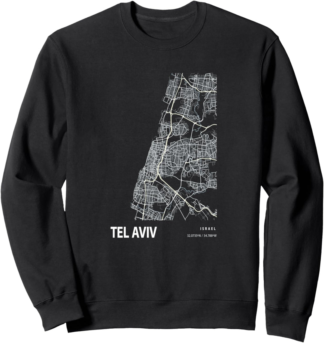 Tel Aviv Blueprint Map State Israel Tourist Vacation Gift Sweatshirt