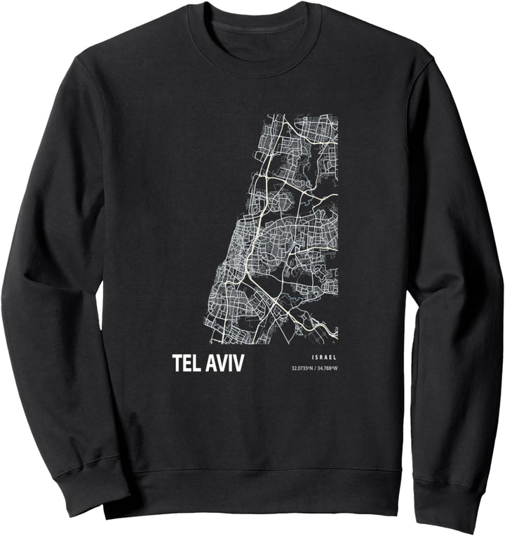 Tel Aviv Blueprint Map State Israel Tourist Vacation Gift Sweatshirt