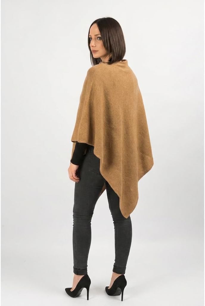 Dalle Piane Cashmere - Poncho aus 100% Kaschmir - Made in Italy - für Frau Einheitsgrösse Kamel, Ein