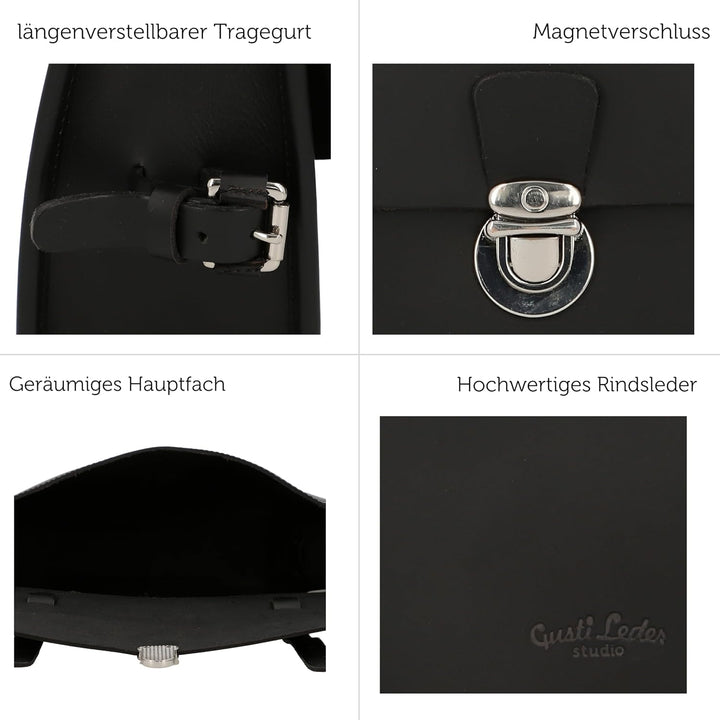 Gusti Rahmentasche Leder - JEF P. Damen und Herren Radtasche Ledertasche Fahrrad Fahrradtasche Schwa