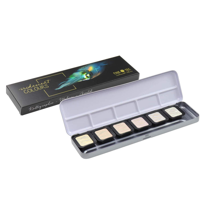 Finetec F5600 6 irisierende Künstlerfarben (Ø 30mm) im Metallkasten, 1 Stück (1er Pack)