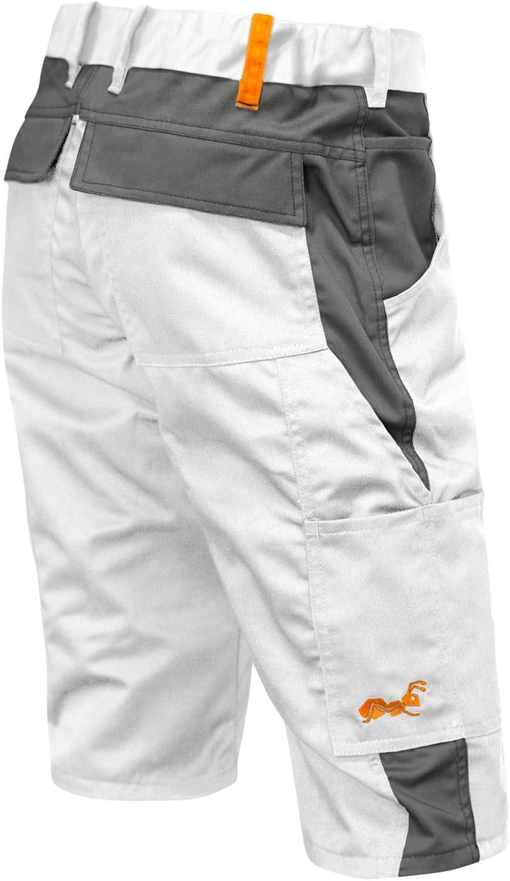 strongAnt Shorts Stretch Berlin Pro Herren Sommer Arbeitshose kurz Cargo Outdoor Grau-Shwarz-Weiss 4