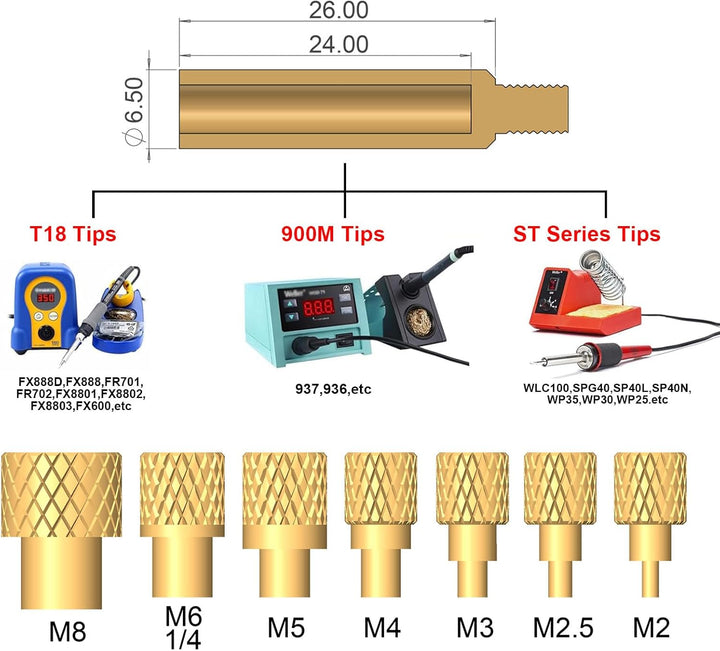 60W Digital Lötkolben mit Spitzen und 380 Stück M2 M2.5 M3 M4 M5 M6 (1/4) M8 Gewindeeinsätze für Ein