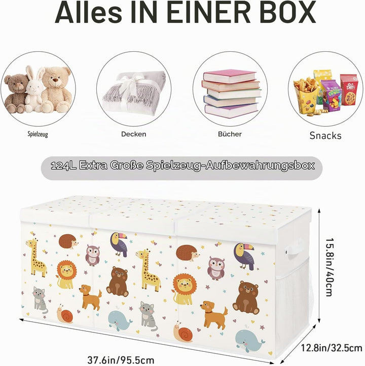 Spielzeugkiste Aufbewahrungsbox mit Deckel Kinder 96 x 32 x 40 cm, Faltbare und Platzsparend für Kin