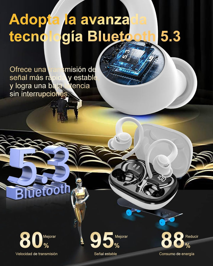 Bluetooth Kopfhörer Sport, in Ear Kopfhörer Kabellos Bluetooth 5.3 mit HD Mic, Herausragender Sound,