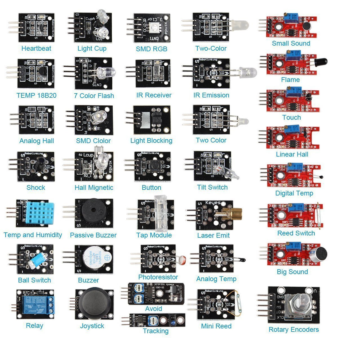 Hailege 37 Sensoren Sortiment Kit 37 Sensoren Kit Sensor Starter Kit Raspberry Pi Sensor Kit 37 in 1