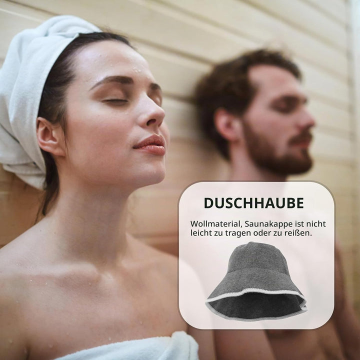 Yardwe Wollfilz Saunahut FüR Herren Und Damen - Atmungsaktiver Und Wasserabsorbierender Saunakopf -