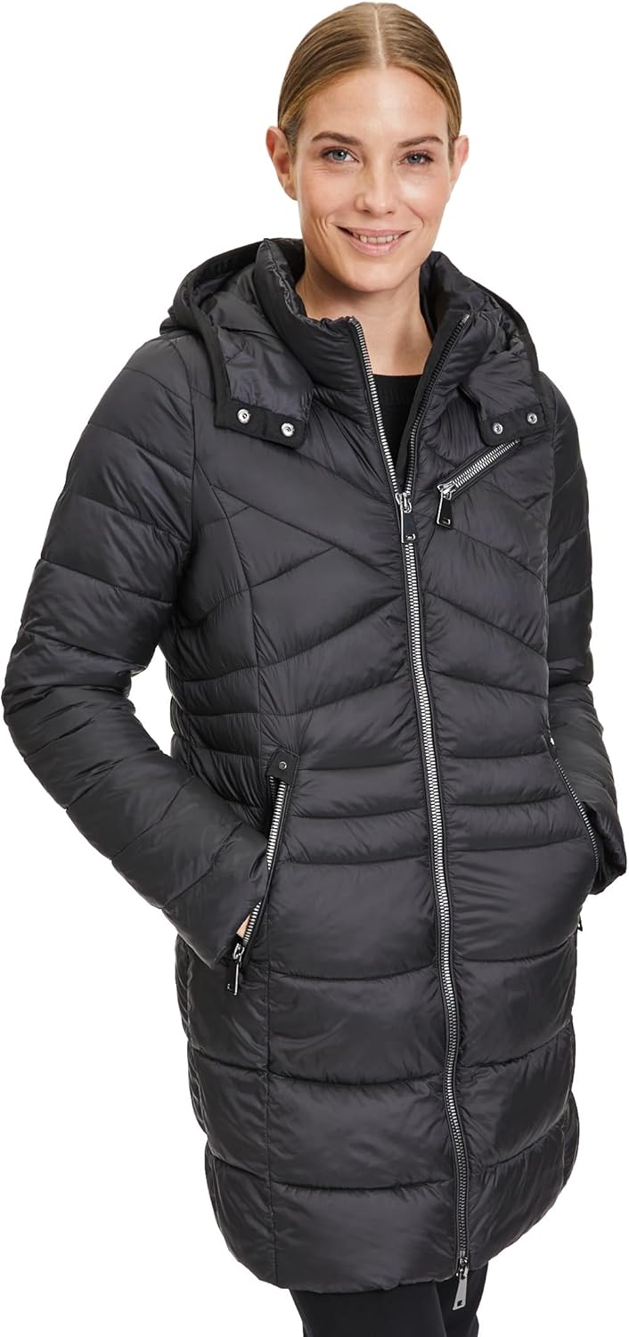 Gil Bret Damen Steppmantel mit Abnehmbarer Kapuze 36 Jet Black, 36 Jet Black
