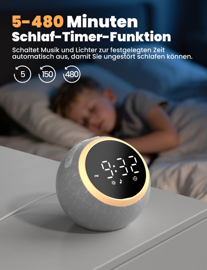 LIORQUE White Noise Machine mit Wecker, 25 beruhigende Schlafgeräusche, einstellbarer Bildschirm, Na