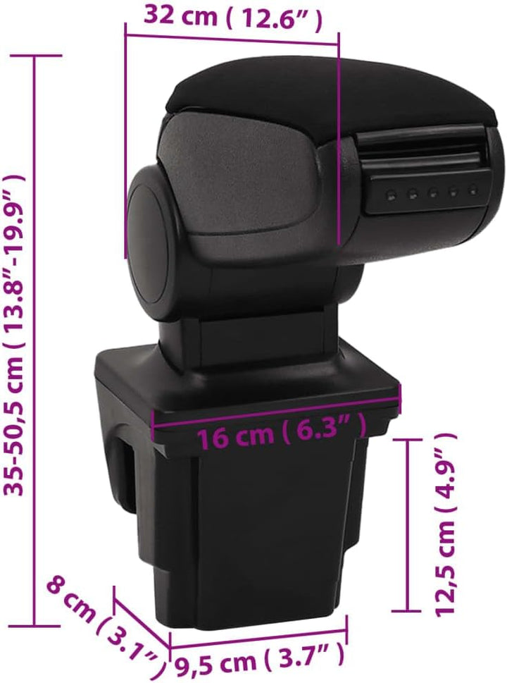 vidaXL Auto-Armlehne Schwarz 16x32x(35-50,5) cm ABS seat leon 1p (2005-2012), seat leon 1p (2005-201