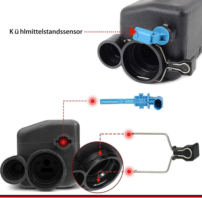 Frankberg Ausgleichsbehälter Kühlmittel Mit Sensor & Deckel Kompatibel mit 3er E46 316 318 320 330 X