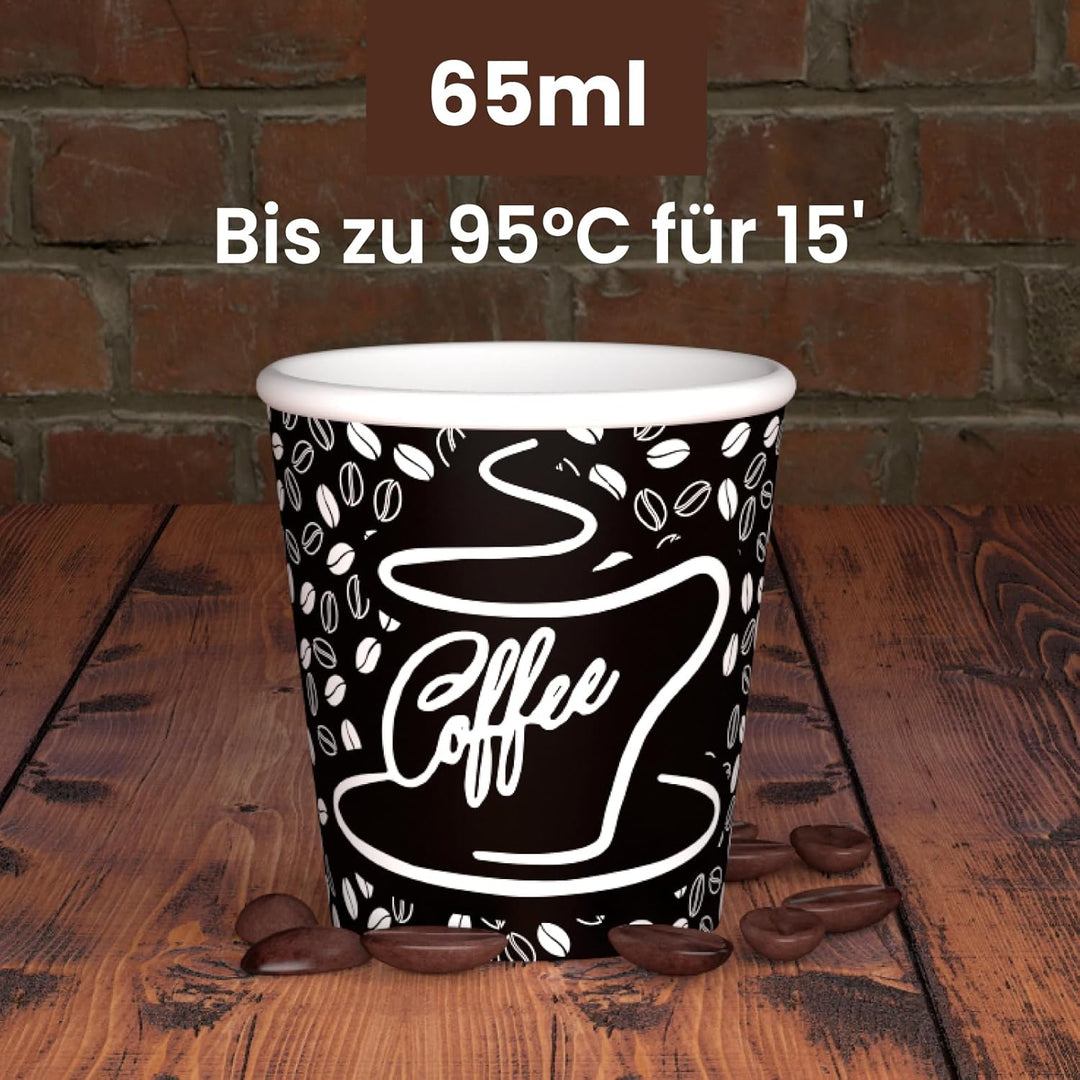Eurocali 1000 Espresso Pappbecher 65ml Biologisch Abbaubare Kaffee Einwegbecher - Ökologisches Desig