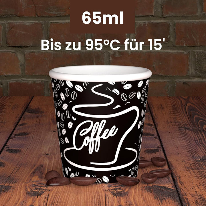 Eurocali 1000 Espresso Pappbecher 65ml Biologisch Abbaubare Kaffee Einwegbecher - Ökologisches Desig