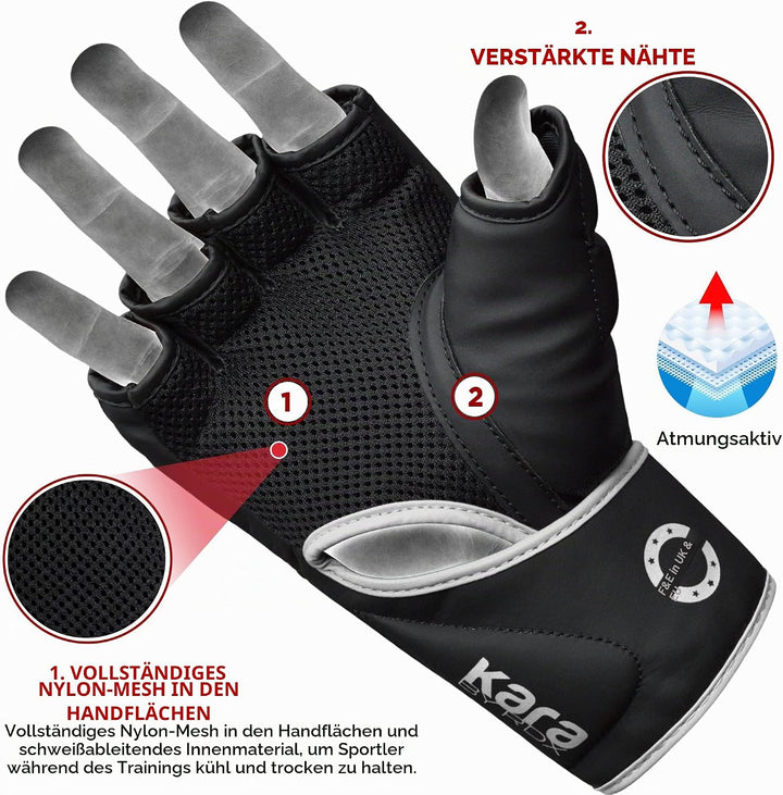 RDX Profi MMA Handschuhe Training, Kara Maya Hide Leder, Sparring Grappling Kampfsport Kickboxen Sch
