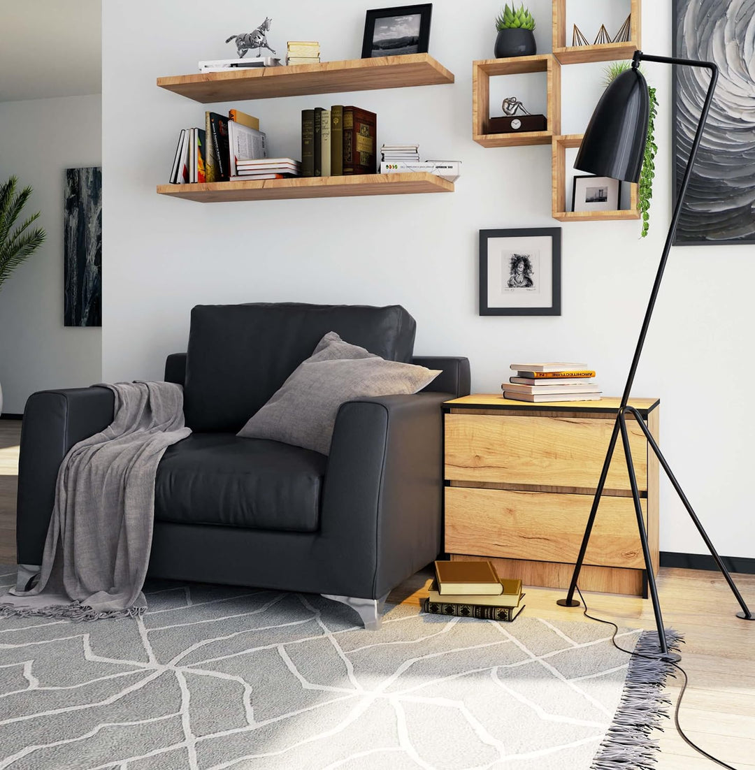 AKORD Kommode K60 mit 2 Schubladen | für das Wohnzimmer Schlafzimmer Schrank Büro Arbeitszimmer | Mo