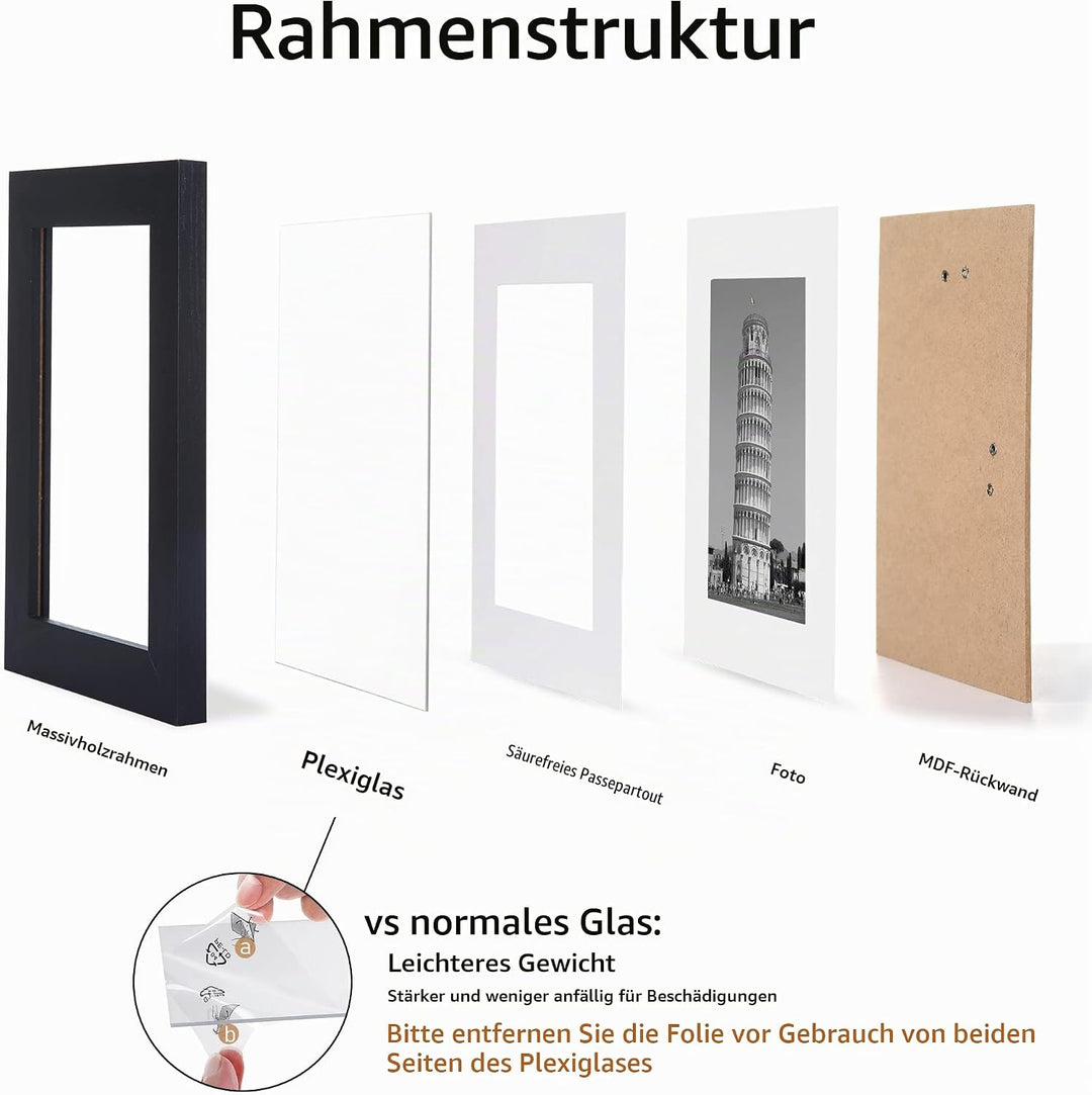 YEEPHAN 12x12 quadratischer Bilderrahmen aus Eichenholz mit Plastic glass front,30x30cm Fotorahmen f