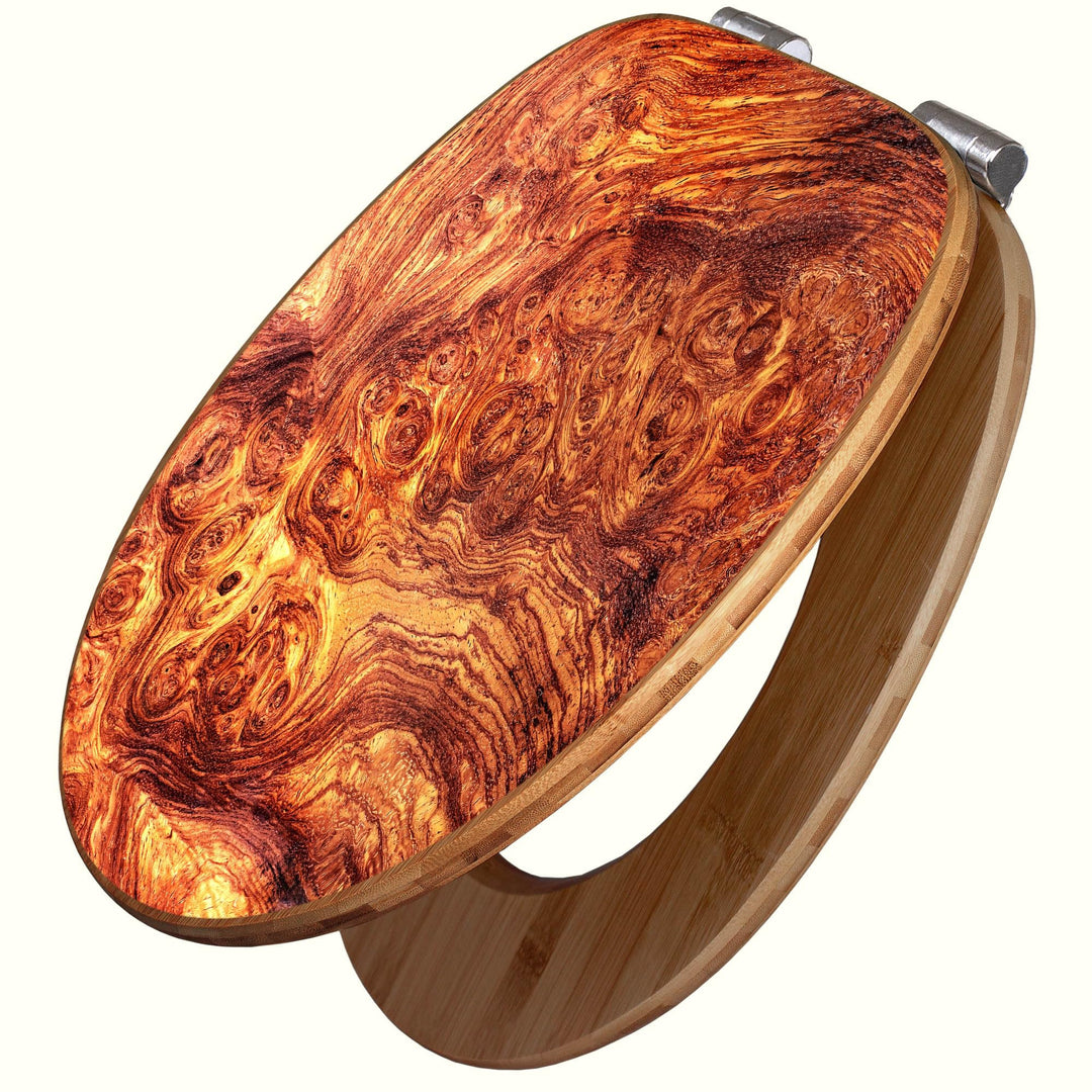 banjado Design WC Sitz Bambus Absenkautomatik 45,8x37,5cm - Toilettendeckel mit Absenkautomatik Holz