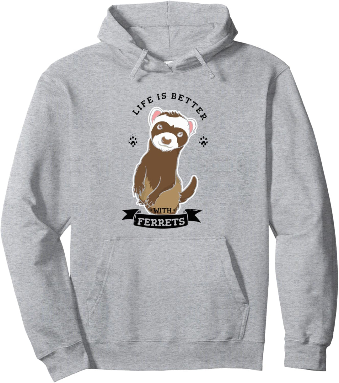 Leben mit Frettchen Niedliches Nagetier Haustier Zitat Pullover Hoodie