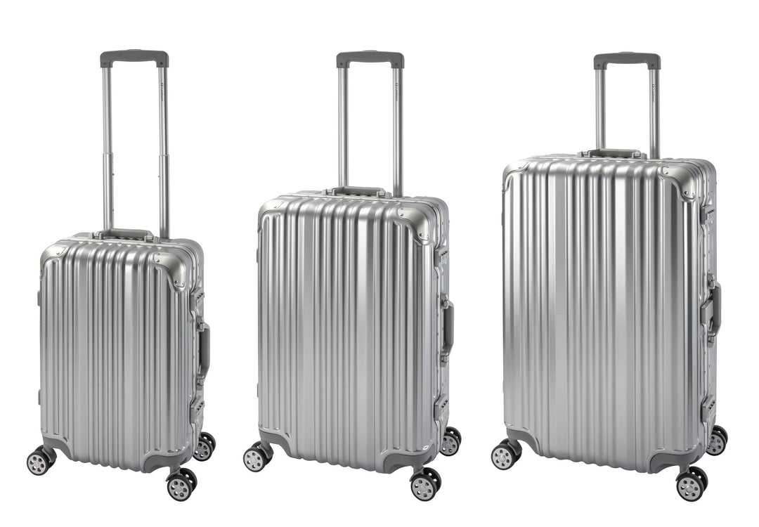 Travelhouse London Koffer Silber S-55cm, M-65cm, L-77cm · 3er-Set · Alu Rahmen · Polykarbonat Hartsc