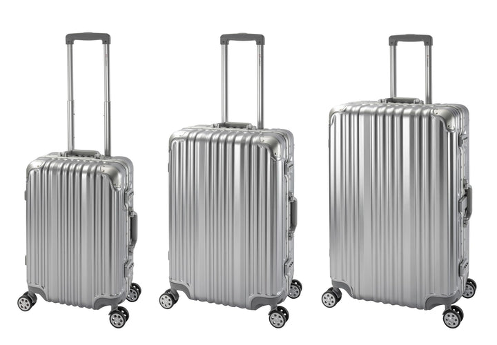 Travelhouse London Koffer Silber S-55cm, M-65cm, L-77cm · 3er-Set · Alu Rahmen · Polykarbonat Hartsc