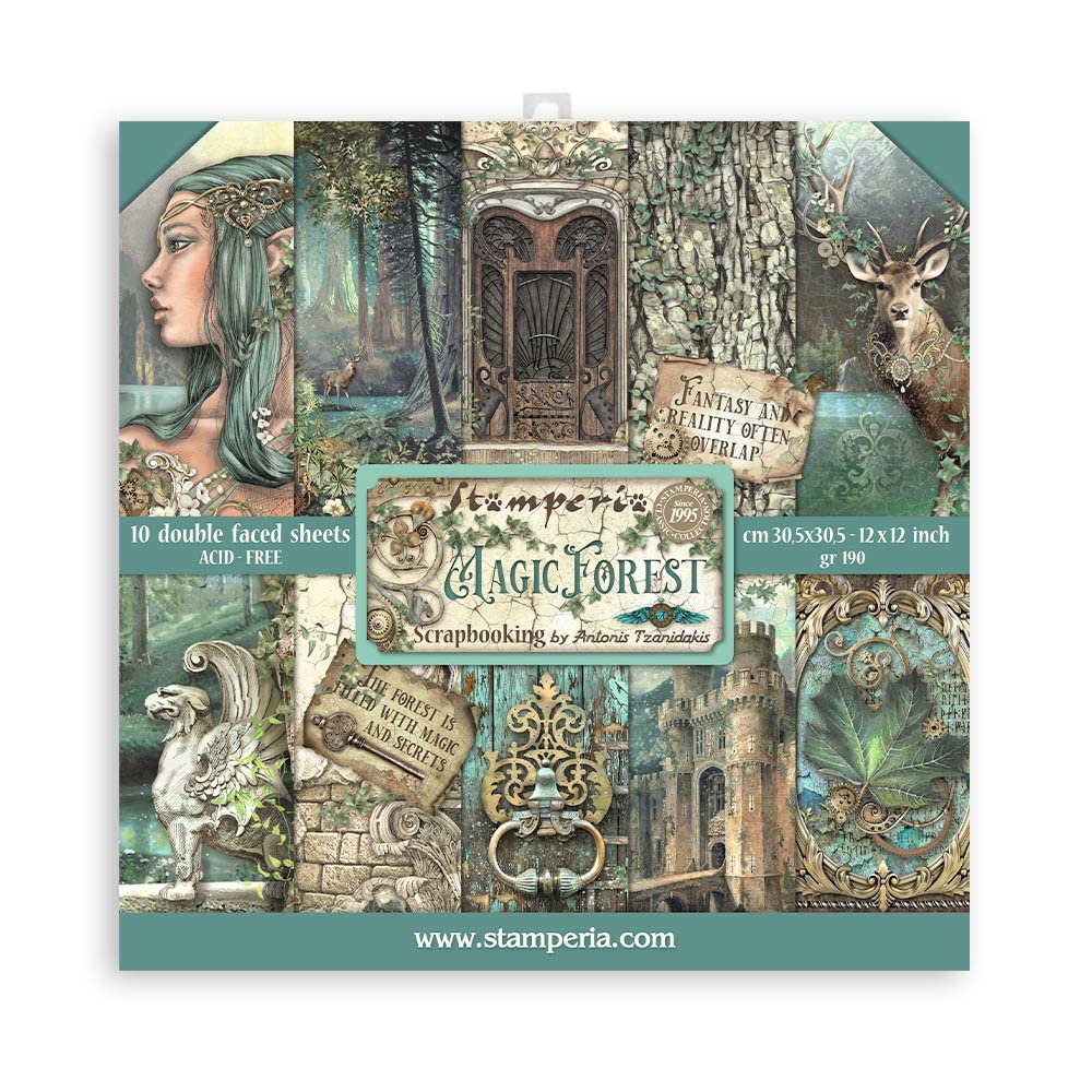 Scrapbooking Pad 10 Sheets CM 30.5x30.5 (12 "X12") - Magic Forest Magic Forest 12" x 12", Magic Fore