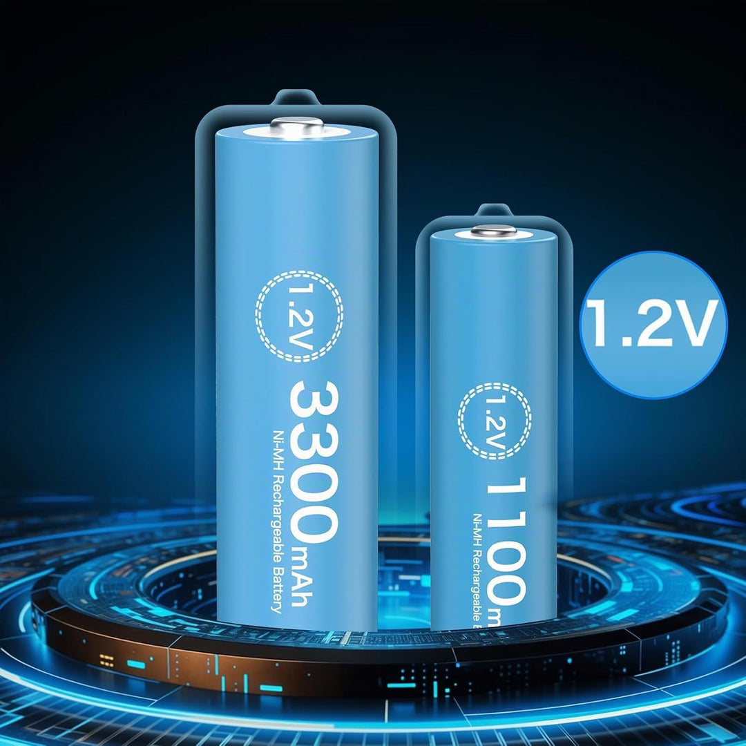 1.2V NiMh Wiederaufladbare AA Akku 3300mAh (4 Stück) AAA Akkus 1100mAh (4 Stück) Mit Ladegerät für N