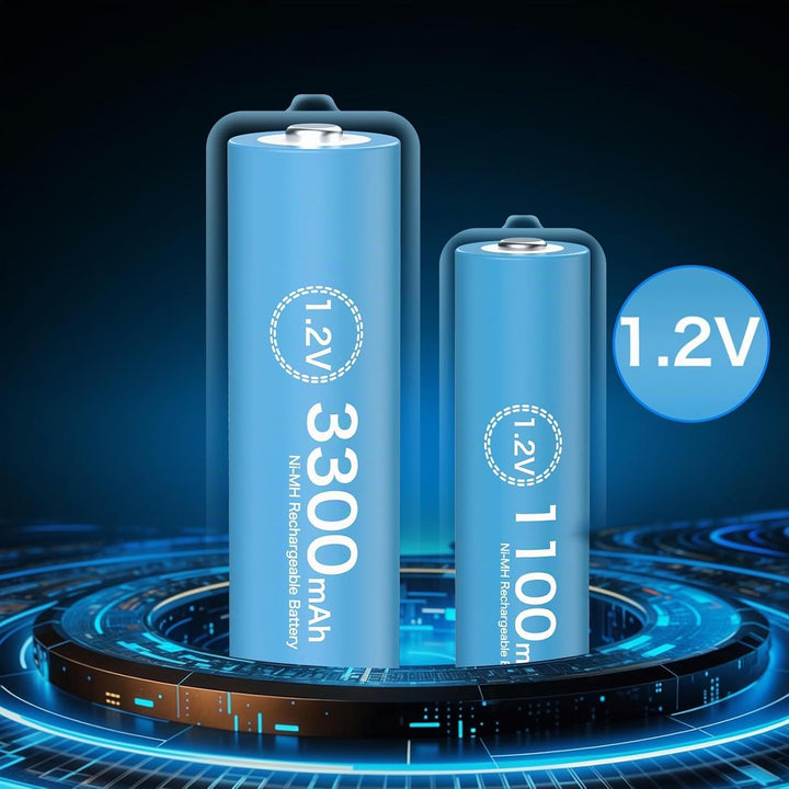1.2V NiMh Wiederaufladbare AA Akku 3300mAh (4 Stück) AAA Akkus 1100mAh (4 Stück) Mit Ladegerät für N