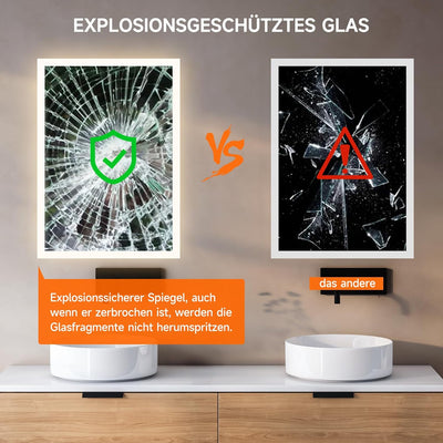 YOLEO Badspiegel mit Beleuchtung, LED Spiegel Wandspiegel mit Steckdose, Badzimmerspiegel LED mit To