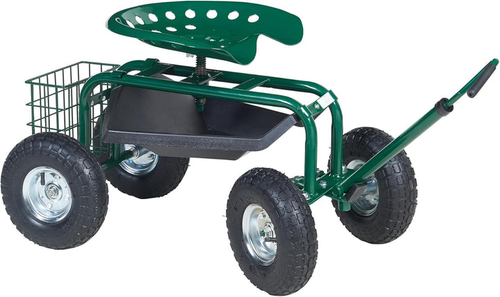 pro.tec Garten Rollsitz Casarano Gartensitz mit Rollen 81 x 45 cm verstellbar Rollhocker für Garten