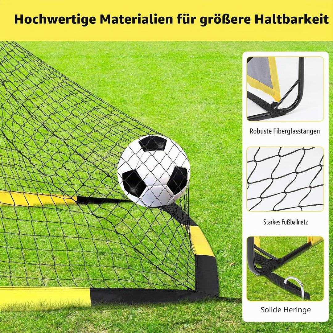 MoKo Fussballtore für den Garten, 150×120 cm Grosses Pop-up-Tornetz mit Zieltafel, Tragbare Fussball