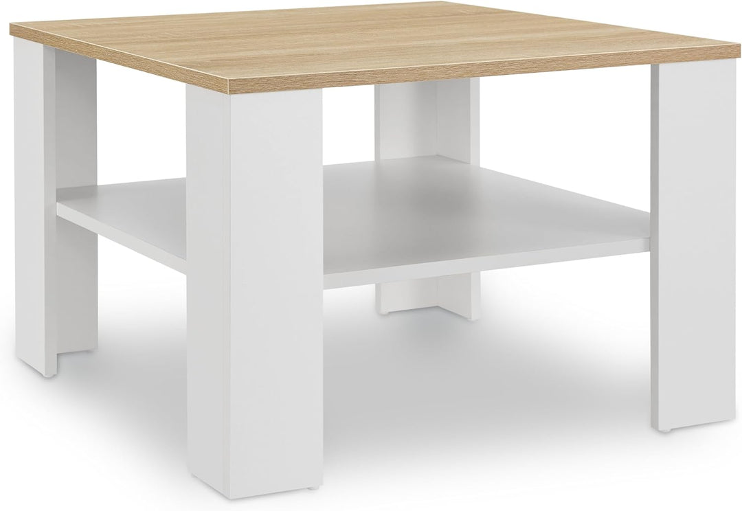 Juskys Couchtisch mit Ablage 60x60x40 cm - Holz, pflegeleicht, robust - Moderner Beistelltisch für Z