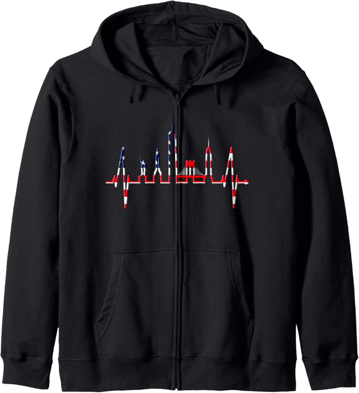 New York Skyline Herzschlag Freiheitsstatue NYC USA New York Kapuzenjacke