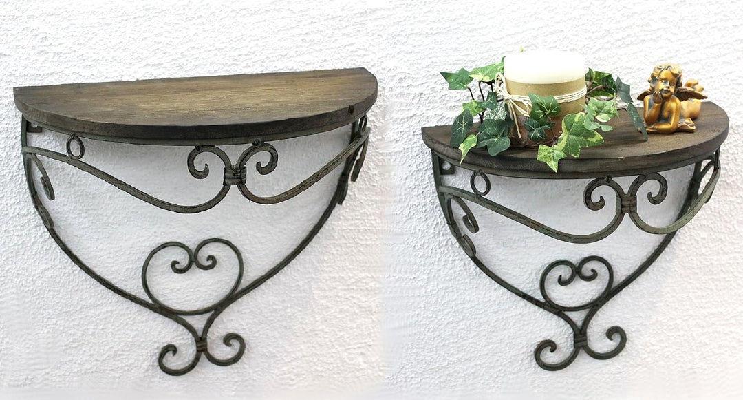 DanDiBo Wandregal 2er Set 12095 Wandkonsole Malega aus Metall mit Holzablage Badregal