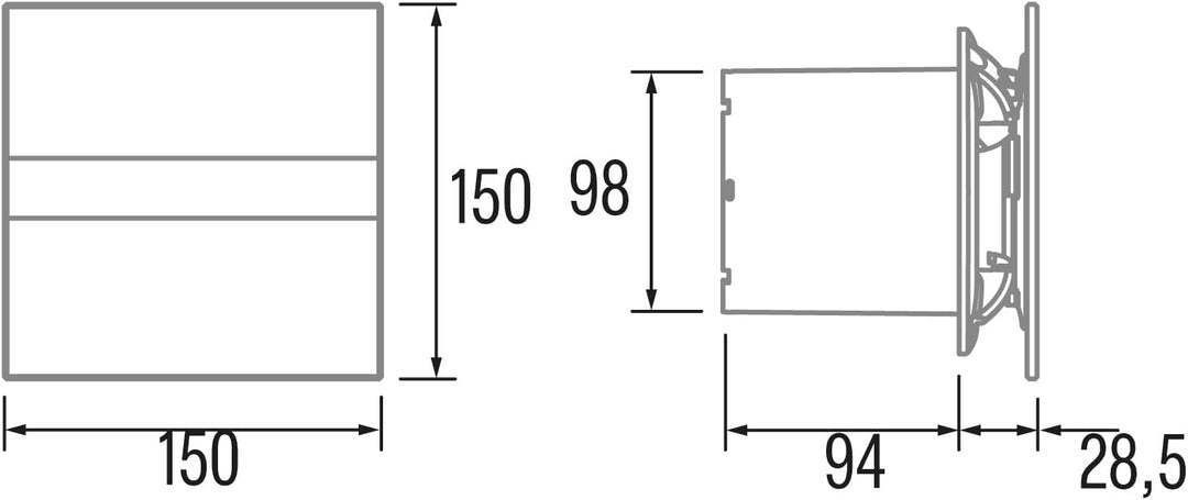 Ventilator Lüfter CATA E-100GT B,Timer, Weiss Glasfront