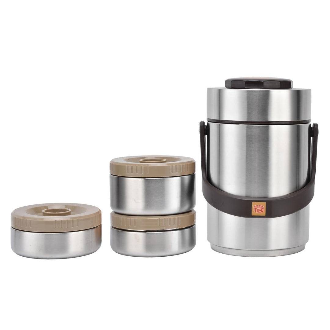 Thermobehälter für Essen, 2L Edelstahl Lunchbox, 3 Lagiger Isolierter Lebensmittelbehälter, Isoliert