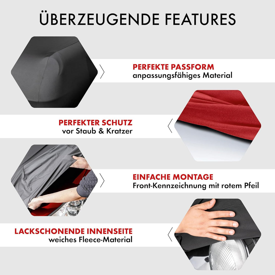 WALSER Premium Auto-Abdeckplane für den Innenbereich, Stretch Plus – elastisch und staubdicht, weich