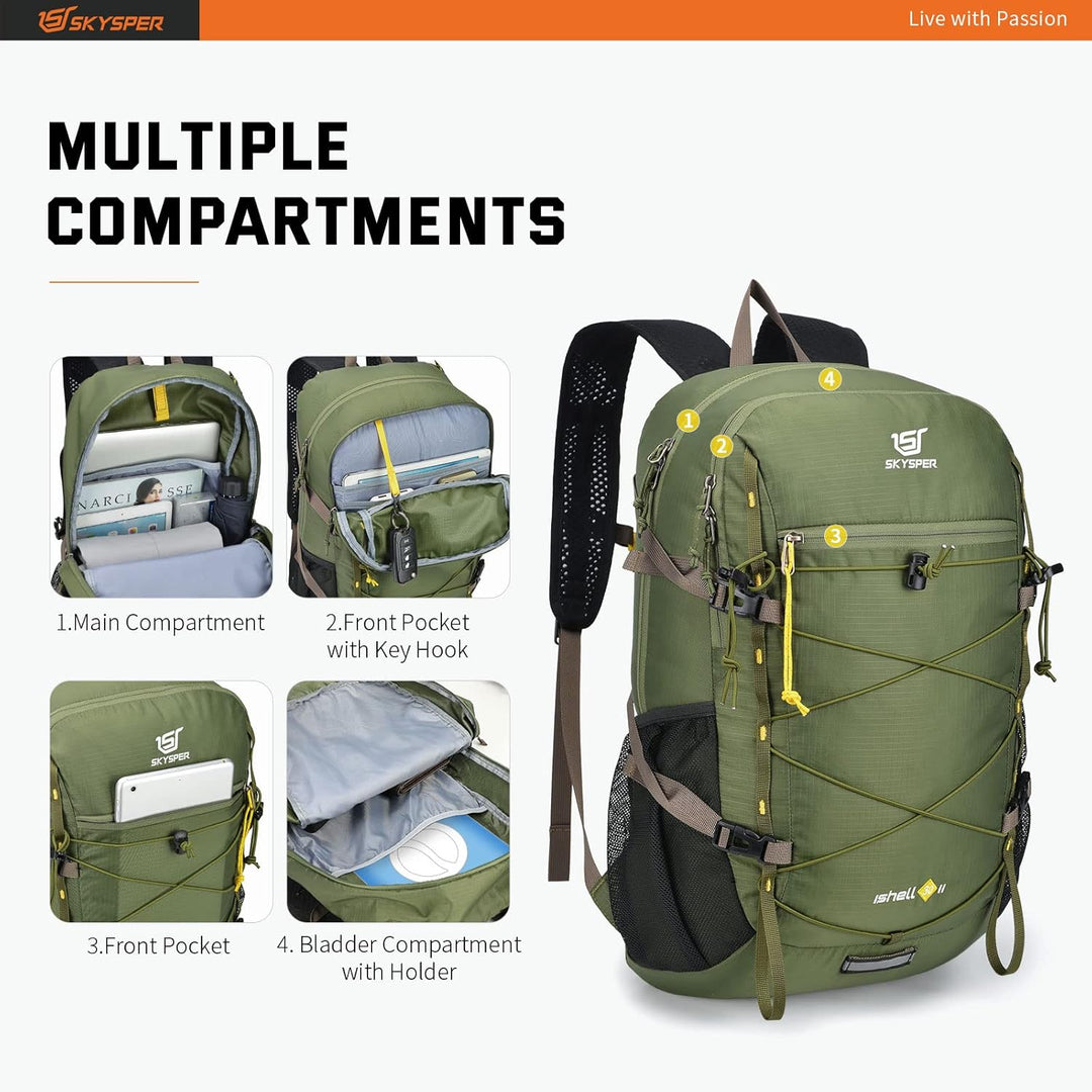 SKYSPER ISHELL 30 Faltbarer Rucksack 30L Ultra-leicht Tagesrucksack Verstaubar Daypack Wasserfest Wa