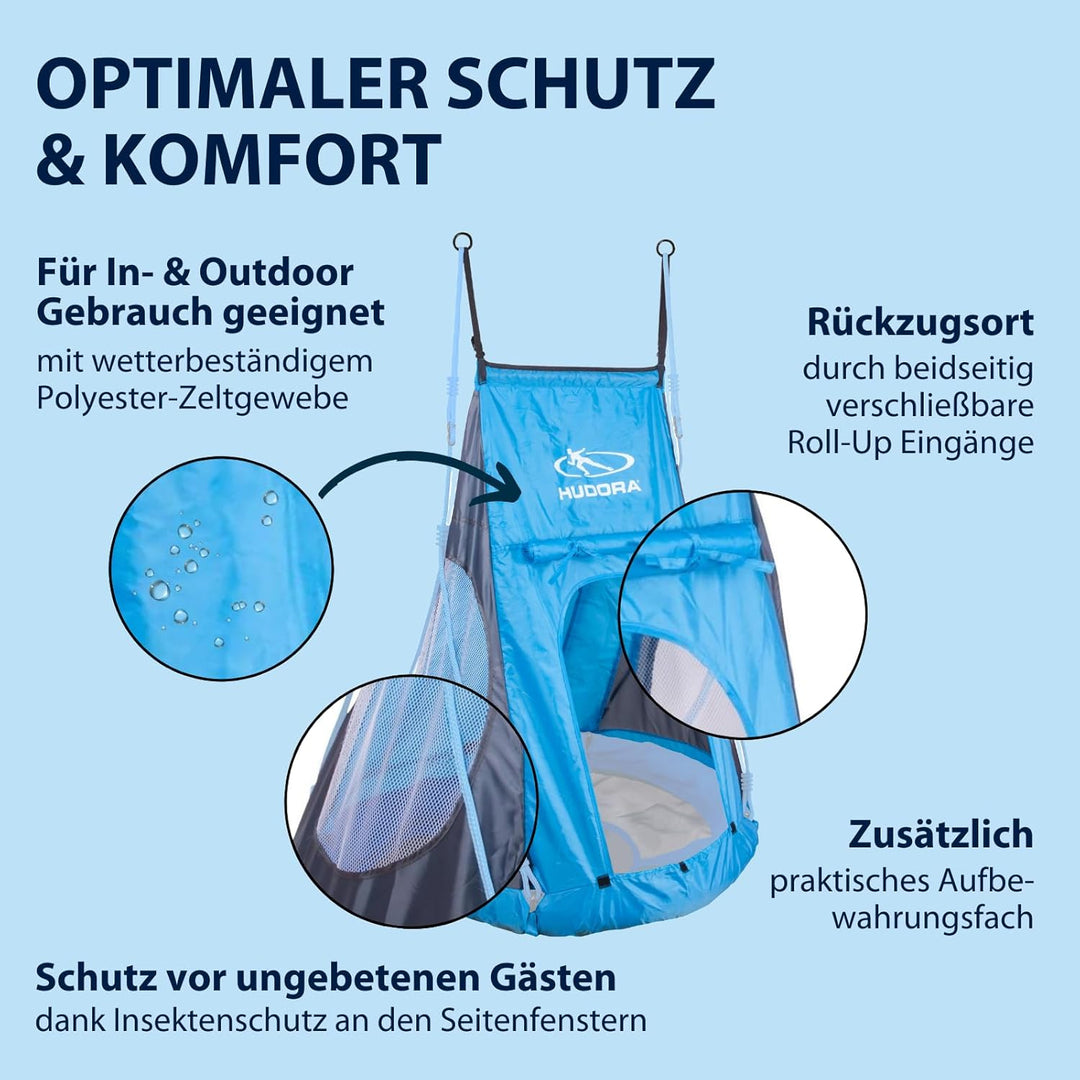 HUDORA Zeltbezug Cosy Castle - Zeltüberzug für HUDORA Nestschaukel 90 &amp; 110/120 in blau/Lemon - Poly