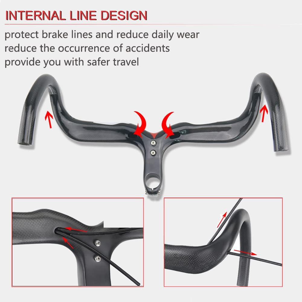 RXL SL 1-1/8" Kohlefaser Rennrad Lenker Internes Routing 3K matt Integrierte Carbon rennrad Lenker 4