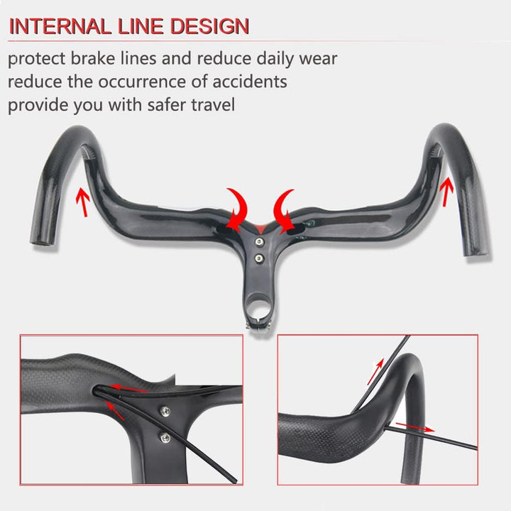 RXL SL 1-1/8" Kohlefaser Rennrad Lenker Internes Routing 3K matt Integrierte Carbon rennrad Lenker 4