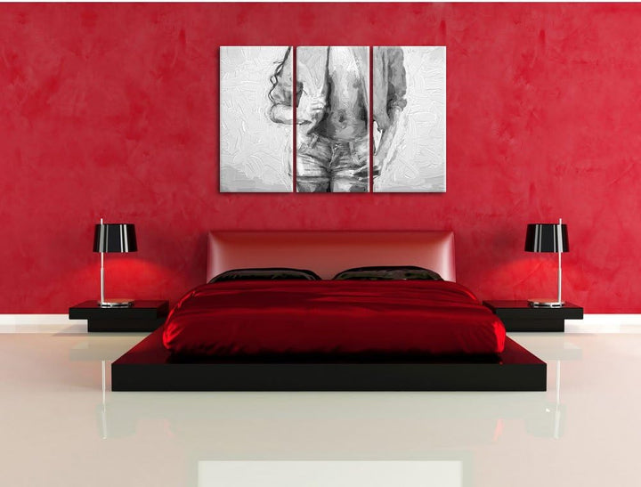 Pixxprint Sexy Woman als Leinwandbild/Grösse: 3 Teilig (120x80) cm/Wandbild/Kunstdruck/fertig bespan