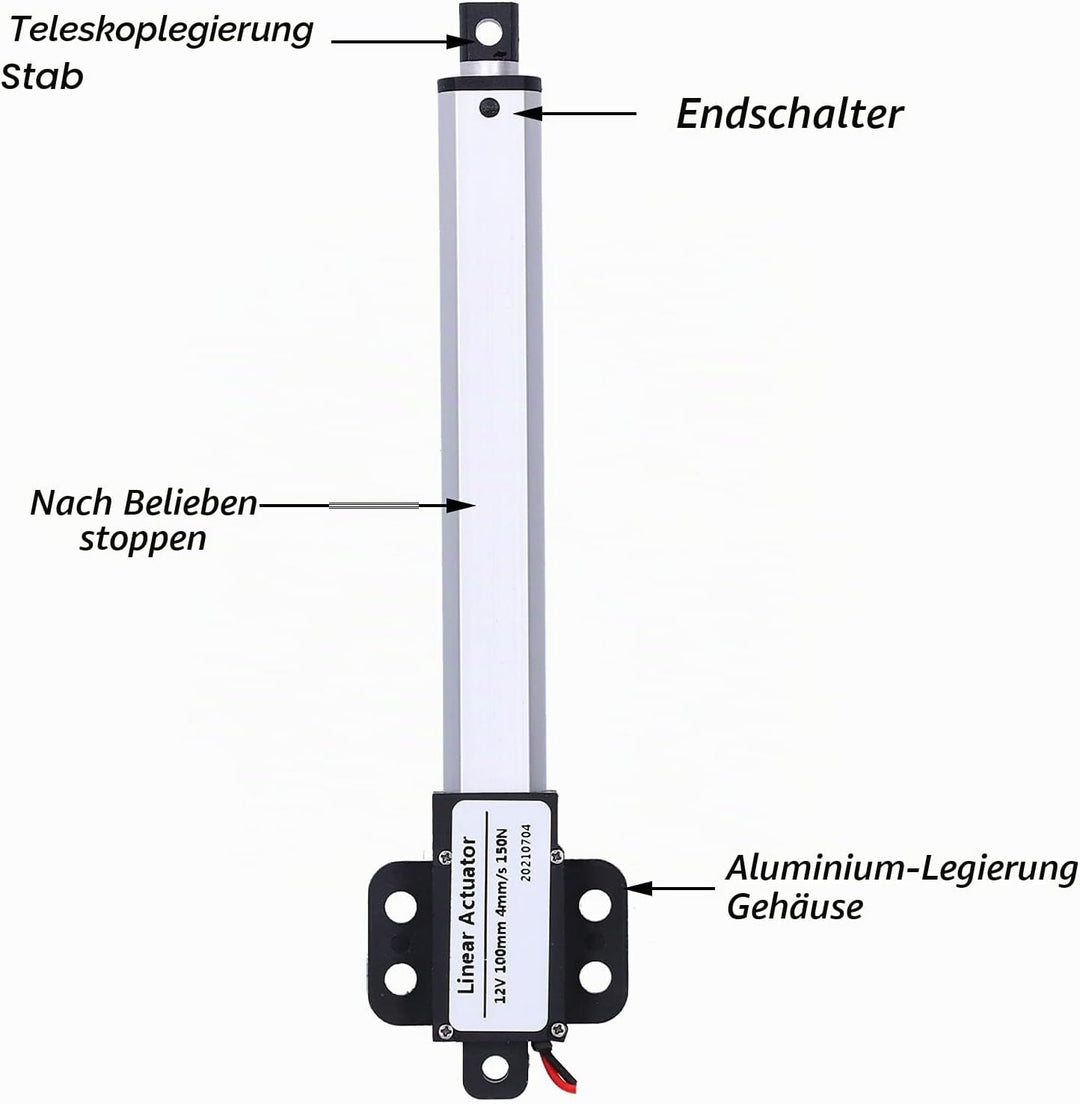 100mm 12V Linearaktuator, Linearantrieb Schubstange Geräuscharmer Kurzschlussschutz Elektrischer Min